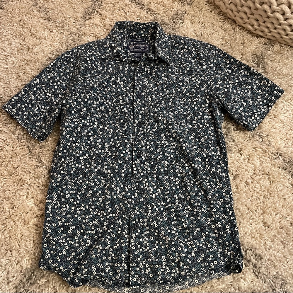 American Rag Men's Black and White Floral‎ Shirt
